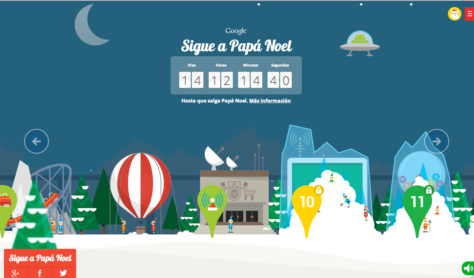 Google Santa Tracker: microsite para seguir a Papá Noel.
